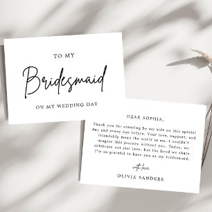 Minimalist Chic To My Bridesmaid Wedding Day Thank You Card