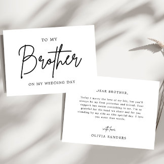 Minimalist Chic To My Brother On My Wedding Day Thank You Card