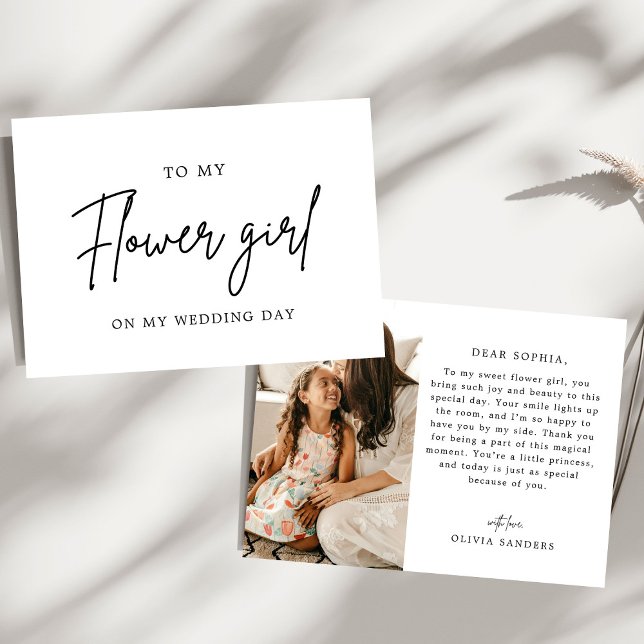 Minimalist Chic To My Flower Girl Wedding Day Thank You Card (Creator Uploaded)