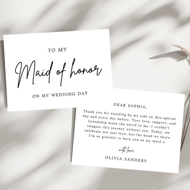 Minimalist Chic To My Maid of Honour Wedding Day Invitation (Creator Uploaded)