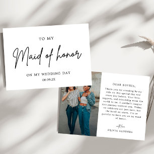 Minimalist Chic To My Maid of Honour Wedding Day Thank You Card