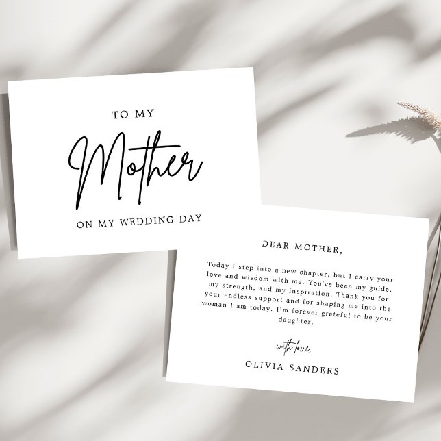 Minimalist Chic To My Mother On My Wedding Day Thank You Card (Creator Uploaded)