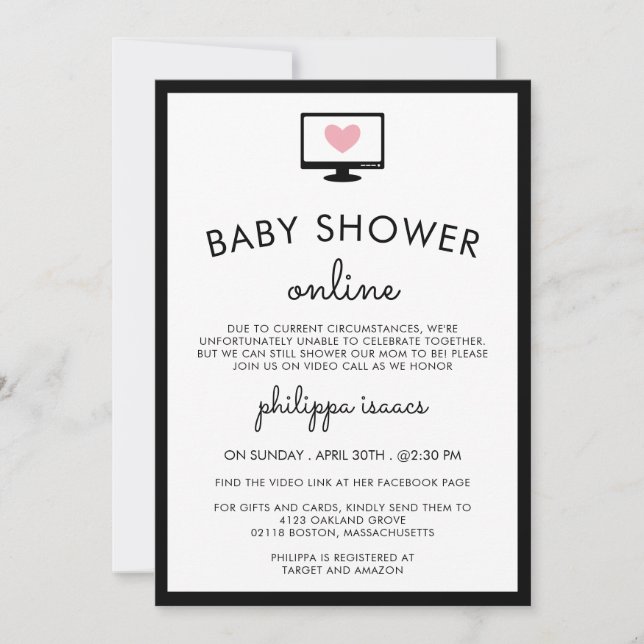 Minimalist Chic Virtual Baby Shower Invitation (Front)