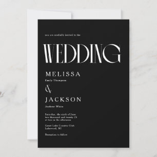 Minimalist Chic Wedding Black Invitation