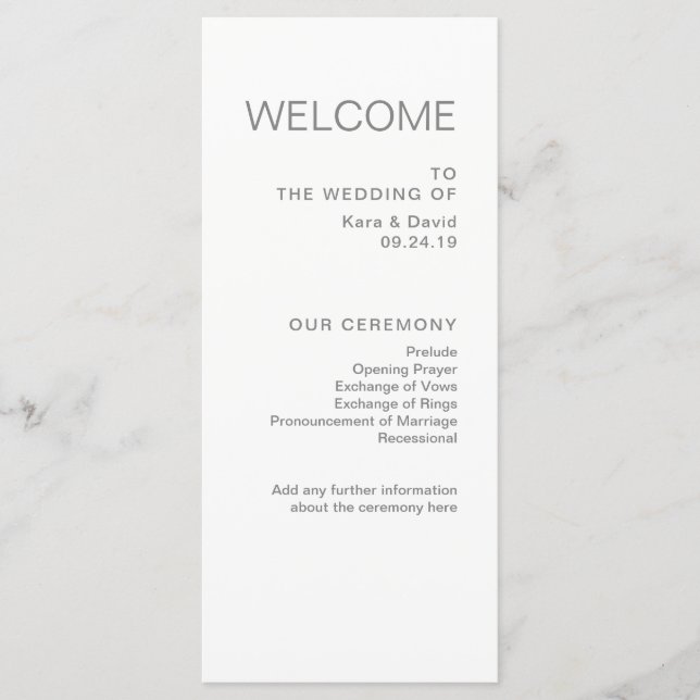 Minimalist Chic Wedding | Grey Program (Front)