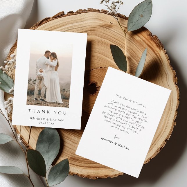 Minimalist Chic Wedding Photo Thank You Card (Creator Uploaded)