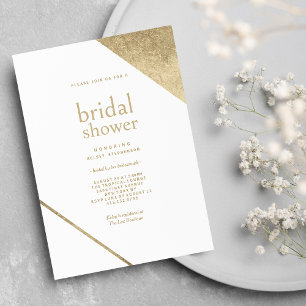 Minimalist chic white gold luxury Bridal Shower  Invitation