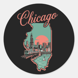Minimalist Chicago Illinois City Logo Classic Round Sticker