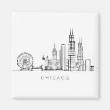 Minimalist Chicago Skyline Line Art