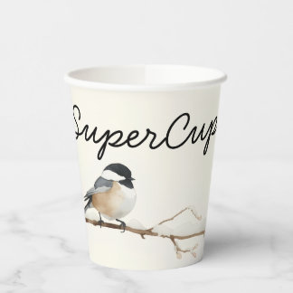 Minimalist Chickadee Watercolor Paper Cups