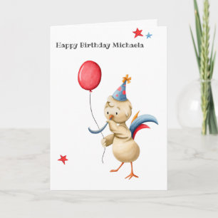 Minimalist Chicken Celebrating Personalised Card