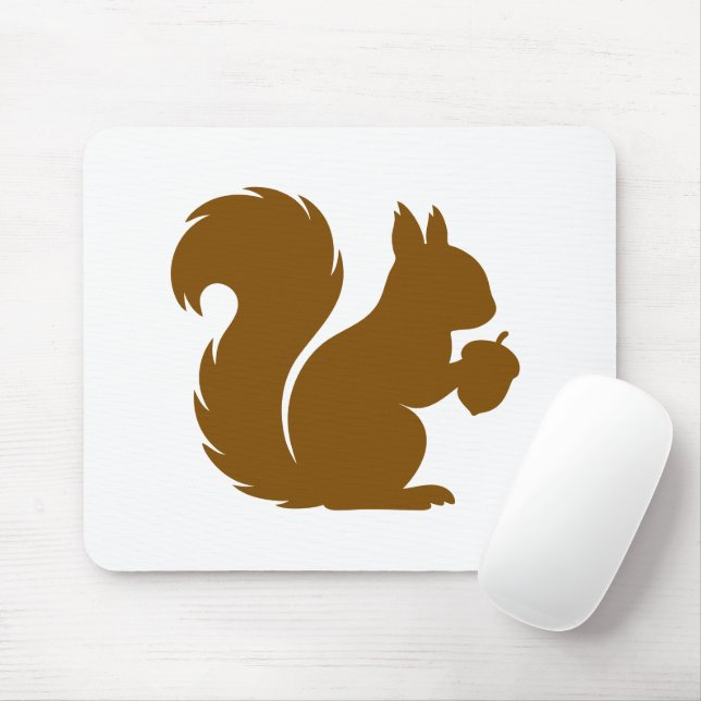Minimalist Chocolate Brown Squirrel Silhouette Mouse Pad (With Mouse)