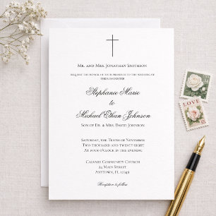 MINIMALIST Christian Cross Formal Church Wedding Invitation
