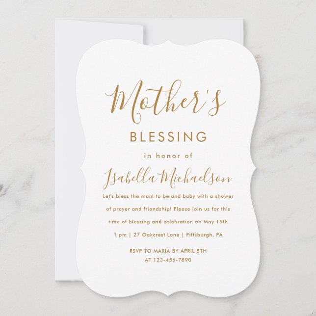 Minimalist Christian Mother's Blessing Party  Invitation (Front)