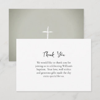Minimalist Christian Religious Baptism Thank You Card