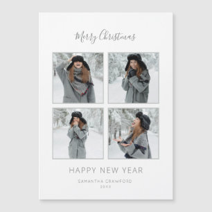 Minimalist Christmas 4-Photo Grey Chevron