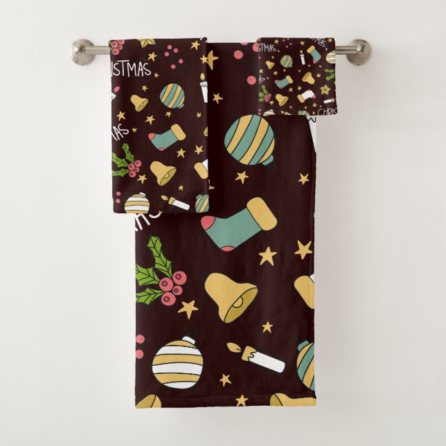 Minimalist Christmas Abstract Pattern Bath Towel Set (Insitu)