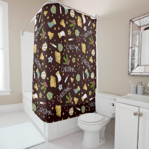 Minimalist Christmas Abstract Pattern Shower Curtain