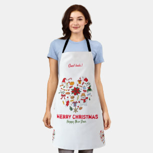 Minimalist Christmas and New Year Happy  Cute   Apron