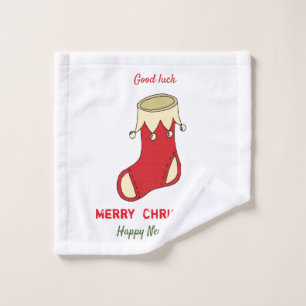 Minimalist Christmas and New Year Happy Wash Cloth