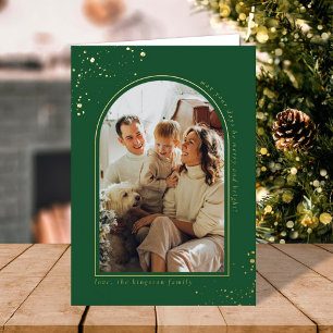 Minimalist Christmas Arch Photo Frame Real Foil Holiday Card