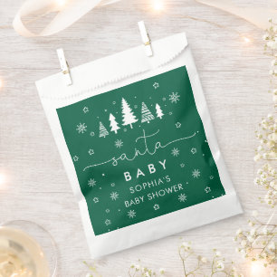 Minimalist Christmas Baby Shower Green Favour Bag