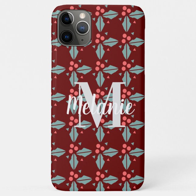 Minimalist Christmas Berry Branch Design Case-Mate iPhone Case (Back)