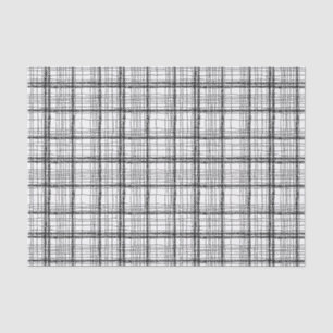 Minimalist Christmas Black & White Drawing Plaid Tissue Paper