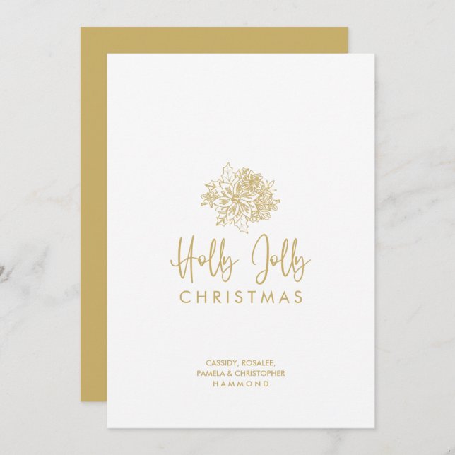 Minimalist Christmas Bouquet Script Calligraphy  Holiday Card (Front/Back)
