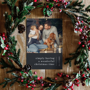 Minimalist Christmas   Charcoal Grey Family Photo  Holiday Card