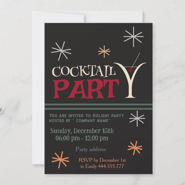 Minimalist Christmas cocktail party corporate Invitation (Front)