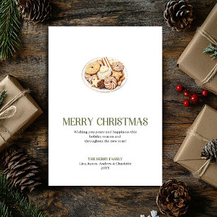 Minimalist Christmas Cookies Card With Gold Accent