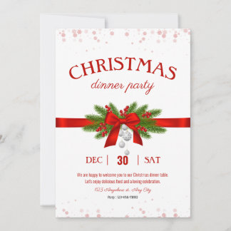 Minimalist christmas dinner party invitation