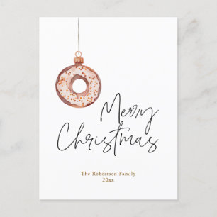 Minimalist Christmas Doughnut Ornament Holiday Postcard