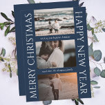 Minimalist Christmas Elegant Simple Photo Collage Holiday Card<br><div class="desc">Our "Minimalist Christmas Elegant Simple Photo Collage Holiday Card" embodies a timeless and sophisticated design, combining navy blue and white for a classic and traditional Christmas photo card. With this chic and elegant greeting card, you can convey your warmest wishes for both Christmas and the New Year. The card features...</div>