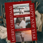 Minimalist Christmas Elegant Simple Photo Collage Holiday Card<br><div class="desc">Our "Minimalist Christmas Elegant Simple Photo Collage Holiday Card" is designed with a sophisticated combination of dark red and white, creating a classic and traditional Christmas photo card. This chic and elegant greeting card offers a timeless look that's perfect for sending your warm wishes for both Christmas and the New...</div>