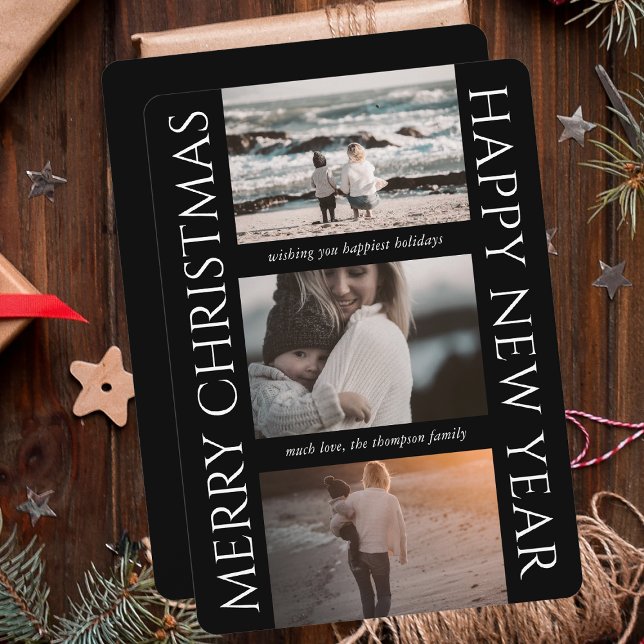 Minimalist Christmas Elegant Simple Photo Collage Holiday Card (Creator Uploaded)