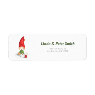 Minimalist Christmas Elf working Return Address Label