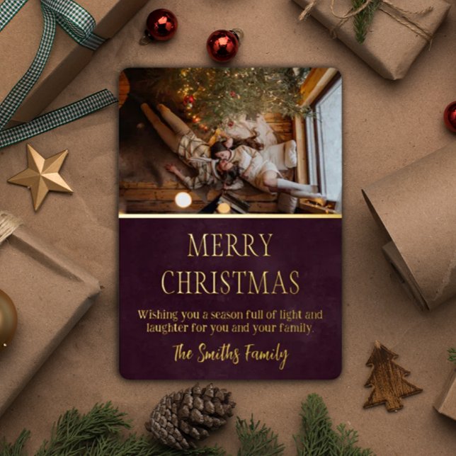 Minimalist Christmas Family Elegant Foil Holiday Card (Creator Uploaded)