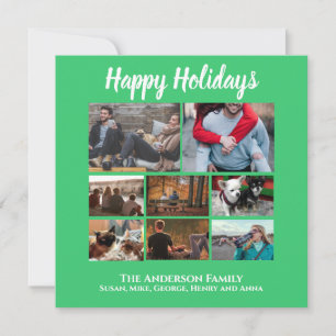 Minimalist Christmas family photo collage green