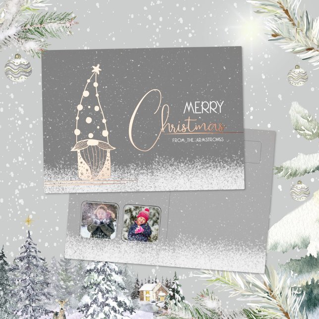 Minimalist Christmas Gnome Foil Holiday Card (Minimalist Christmas Gnome Foil Holiday Card ©Susanne Sachers - Sunny Mind 🌞)