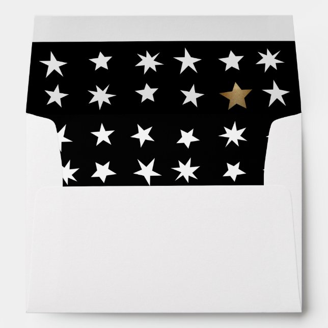 Minimalist Christmas Gold Star Scandinavian Envelope (Back (Bottom))