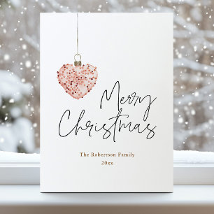 Minimalist Christmas Heart Ornament Holiday Card