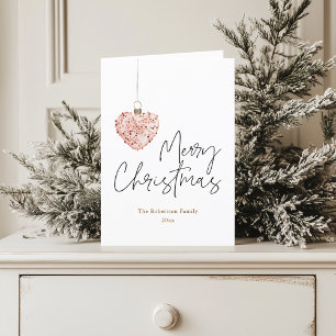Minimalist Christmas Heart Ornament Holiday Card