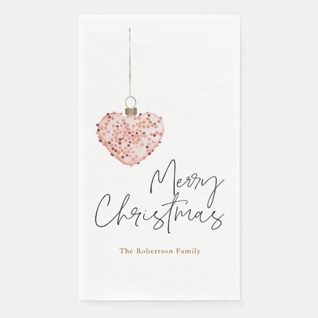 Minimalist Christmas Heart Ornament Napkin (Front)
