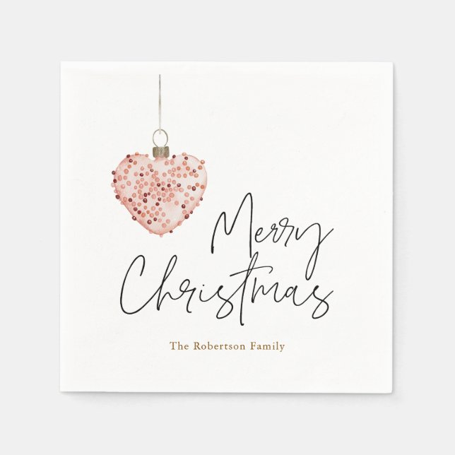 Minimalist Christmas Heart Ornament Napkin (Front)