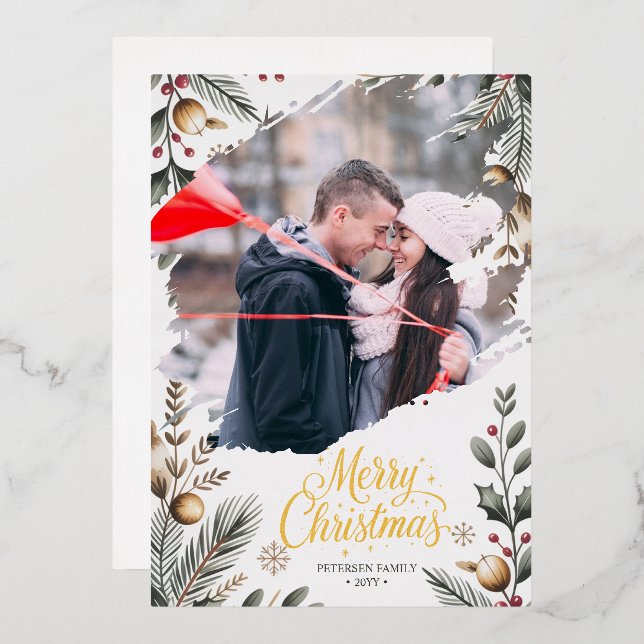 Minimalist Christmas Holiday Card – Personalised P (Front/Back)