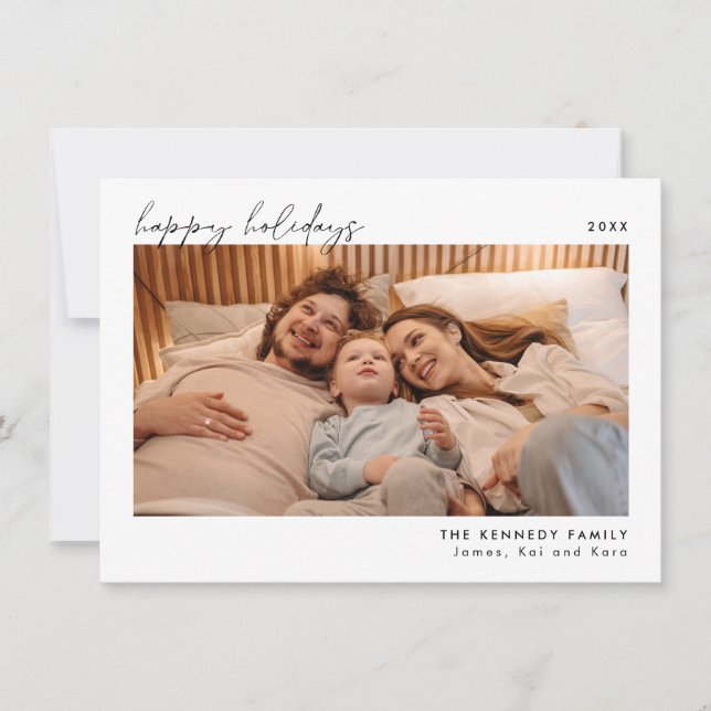 Minimalist Christmas Holiday Photo Card (Front)