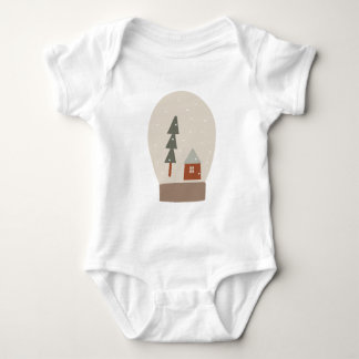 Minimalist Christmas House & Pine Tree Baby Outfit Bodysuit