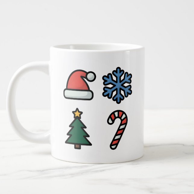 Minimalist Christmas Icons Large Coffee Mug (Left)